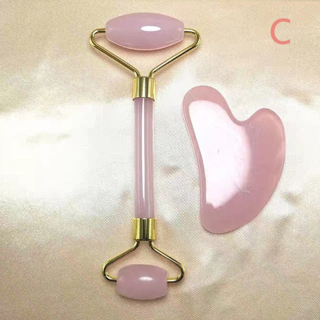 2pcs/set Face Massage Roller Guasha Board Gua Sha Scraper Face Lifting Up Wrinkle Remover Skin Care Tools