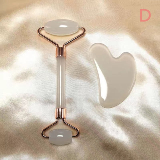 2pcs/set Face Massage Roller Guasha Board Gua Sha Scraper Face Lifting Up Wrinkle Remover Skin Care Tools
