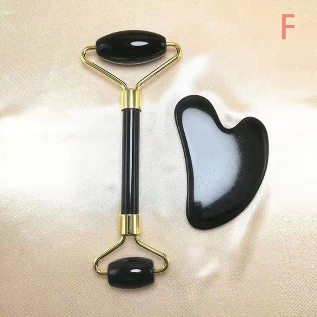 2pcs/set Face Massage Roller Guasha Board Gua Sha Scraper Face Lifting Up Wrinkle Remover Skin Care Tools