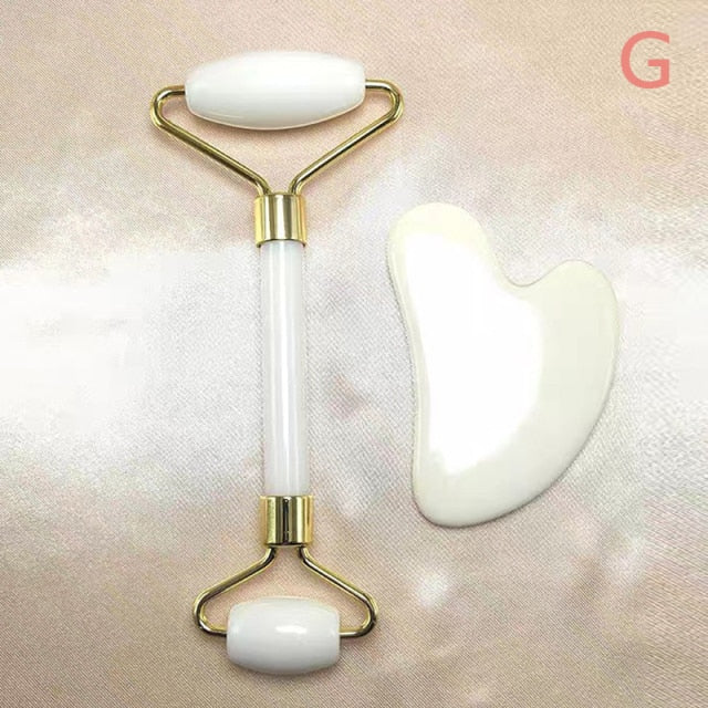 2pcs/set Face Massage Roller Guasha Board Gua Sha Scraper Face Lifting Up Wrinkle Remover Skin Care Tools