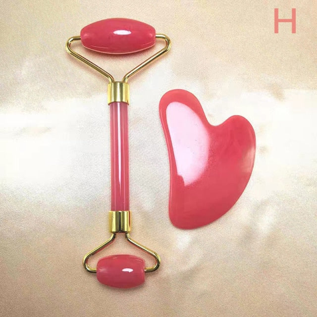 2pcs/set Face Massage Roller Guasha Board Gua Sha Scraper Face Lifting Up Wrinkle Remover Skin Care Tools