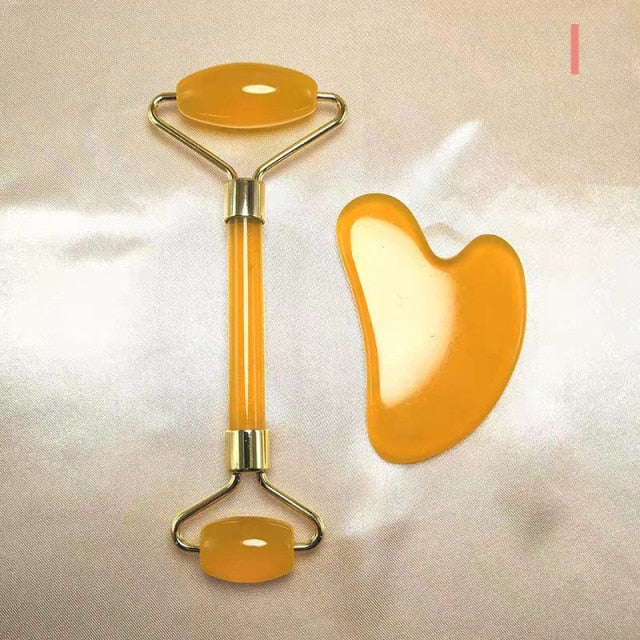 2pcs/set Face Massage Roller Guasha Board Gua Sha Scraper Face Lifting Up Wrinkle Remover Skin Care Tools