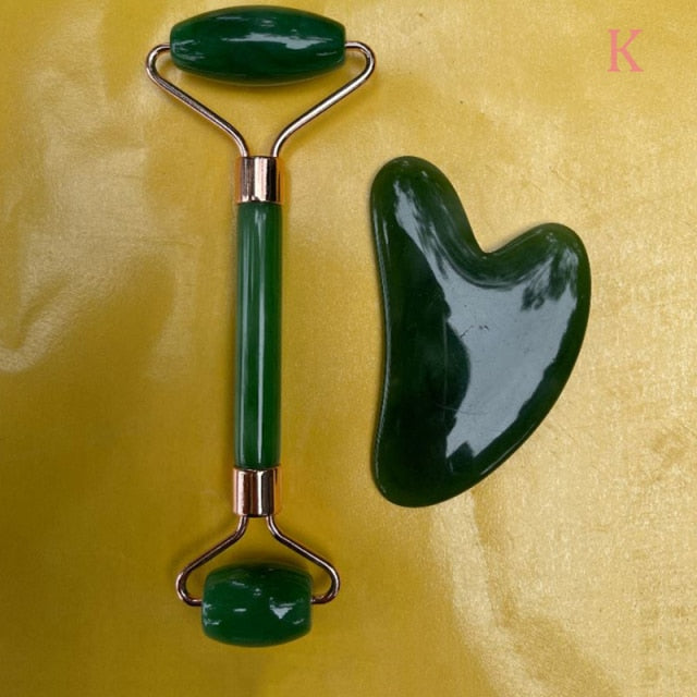 2pcs/set Face Massage Roller Guasha Board Gua Sha Scraper Face Lifting Up Wrinkle Remover Skin Care Tools